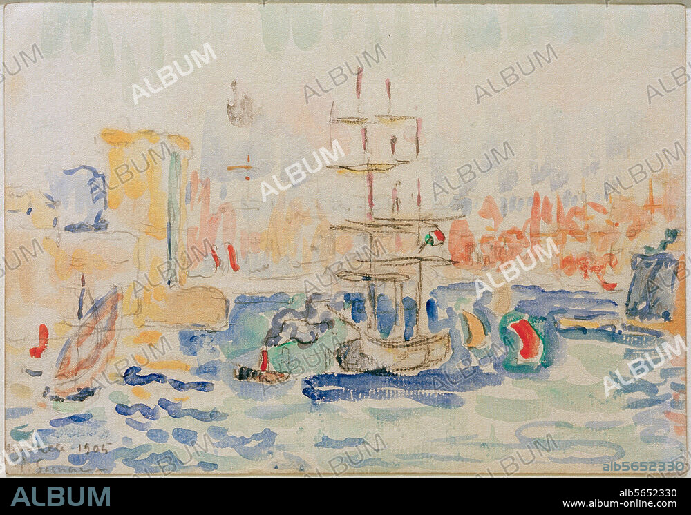 PAUL SIGNAC. Signac, Paul 1863-1935. "Marseille", 1905. Watercolour on paper, 17 × 22cm. Private Collection.