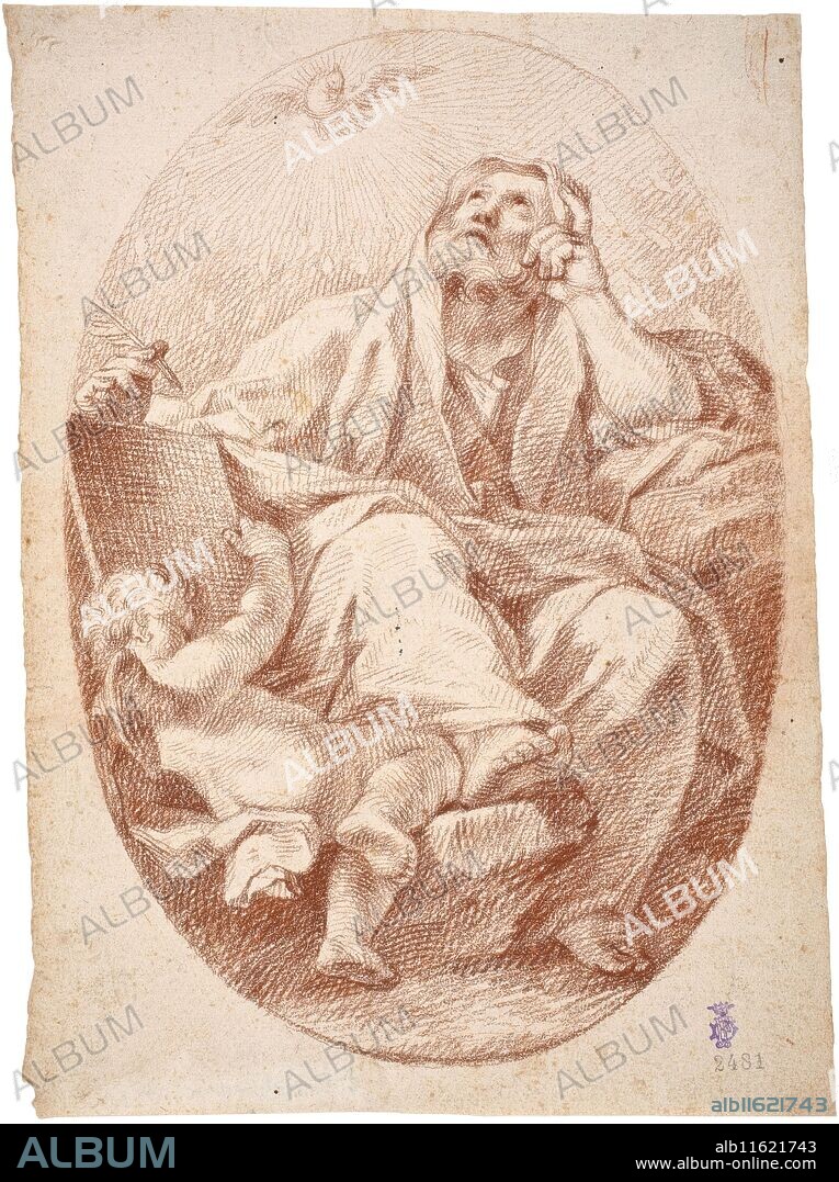 ANÓNIMO. Anónimo (Copia: Garzi, Luigi) / 'El profeta Joel'. Siglo XVIII. Sanguina sobre papel agarbanzado, 304 x 217 mm.