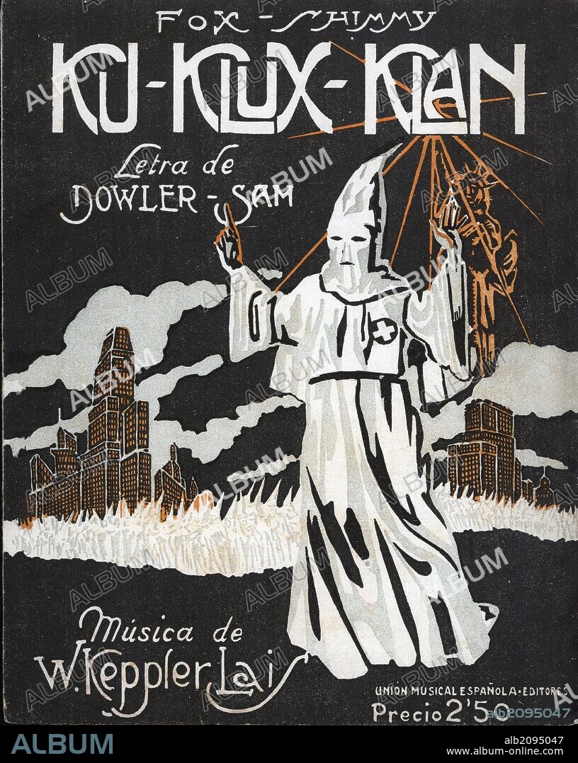 Partitura musical. Ku-Klux-Klan, música de Keppler Lais. Publicada en Madrid por Unión Musical Española, año 1923.