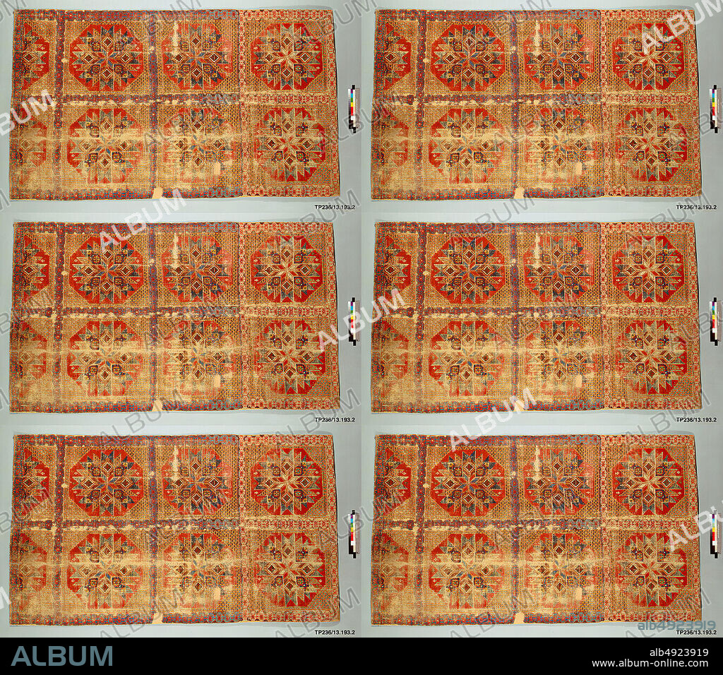 Carpet, 15th century, From Spain, Wool (warp, weft and pile); single-warp (Spanish) knotted pile, Rug: L. 111 in. (281.9 cm), W. 65 in. (165.1 cm), Textiles-Rugs.