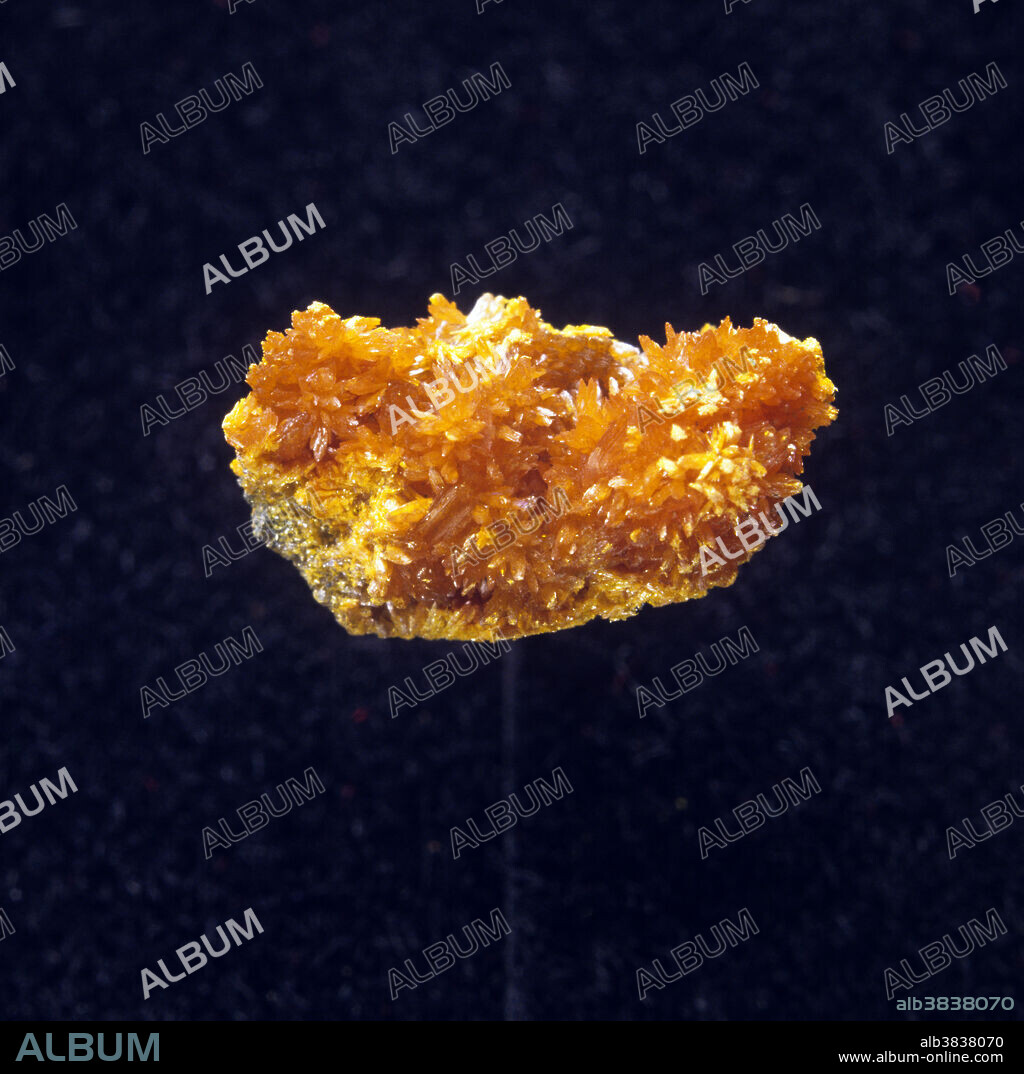 Orpiment is an orange to yellow mineral that is found worldwide, and occurs as a sublimation product in volcanic fumaroles, low temperature hydrothermal veins, hot springs and as a byproduct of the decay of another arsenic mineral, realgar.