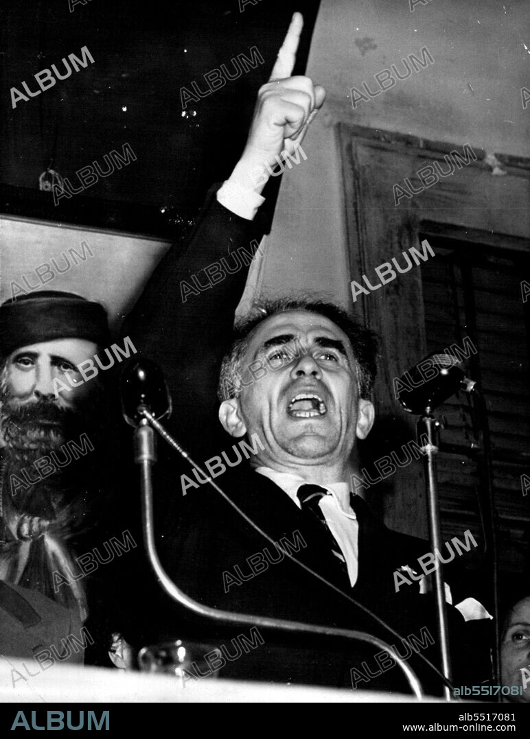 Italian Communist Attacks Marshall Plan.Luigi Longo, Italy's No.2 communist, seen as he addressed an election rally for the popular front (communist-socialist bloc) at Sesto San Giovanni, near Milan, April 3. The town is known as "little stalingrad." only 2,000 of the industrial population of 40,000 attended. Longo attacking the Marshall plan said "without the Marshal plan we could give work to Italy's two million unemployed." April 27, 1948. (Photo by Associated Press Photo).