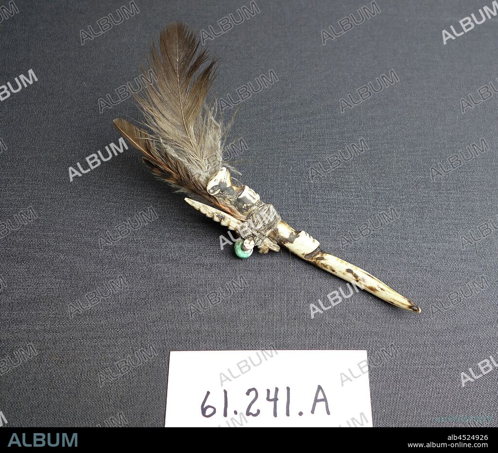 Zuni, Native American, Fetish, late 19th century, bone, feathers, sinew, turqouise, shell, and hair strands, Overall: 6 3/4 × 3 × 7/8 inches (17.1 × 7.6 × 2.2 cm).