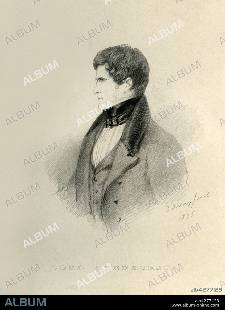 ALFRED D'ORSAY. 'Lord Lyndhurst', 1835. From "Portraits by the Count D'Orsay". [ , London, 1835].