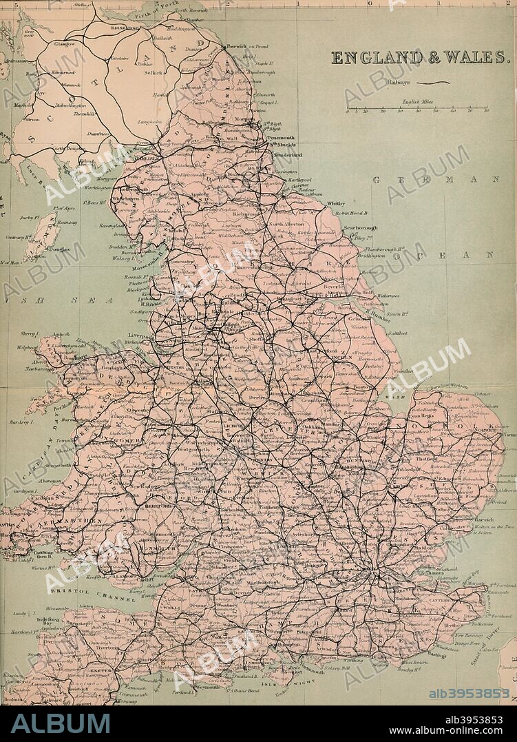 'England & Wales', 1859.  Jurisdiction covering England and Wales, two of the four countries of the United Kingdom. From The History of England by David Hume & Tobias Smollett. [Virtue & Co., London, 1859].