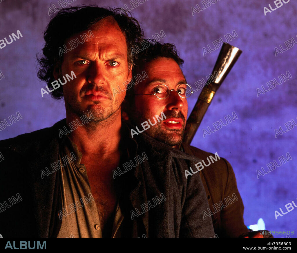BEN ELTON and MICHAEL KEATON in MUCH ADO ABOUT NOTHING, 1993, directed by KENNETH BRANAGH. Copyright RENAISSANCE FILMS.