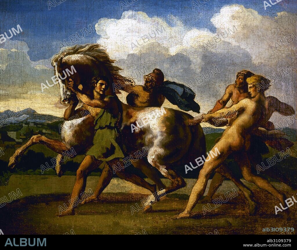 THÉODORE GÉRICAULT. Caballo sujeto por esclavos.