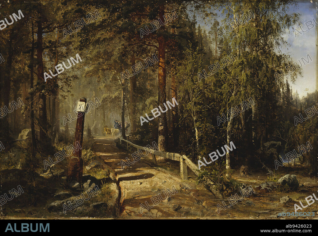 Werner Holmberg, 11.11.1830, Helsinki, 24.9.1860, Düsseldorf, Germany, Mail Road in Häme, 1860, 40 × 58 cm, oil, oil on canvas.