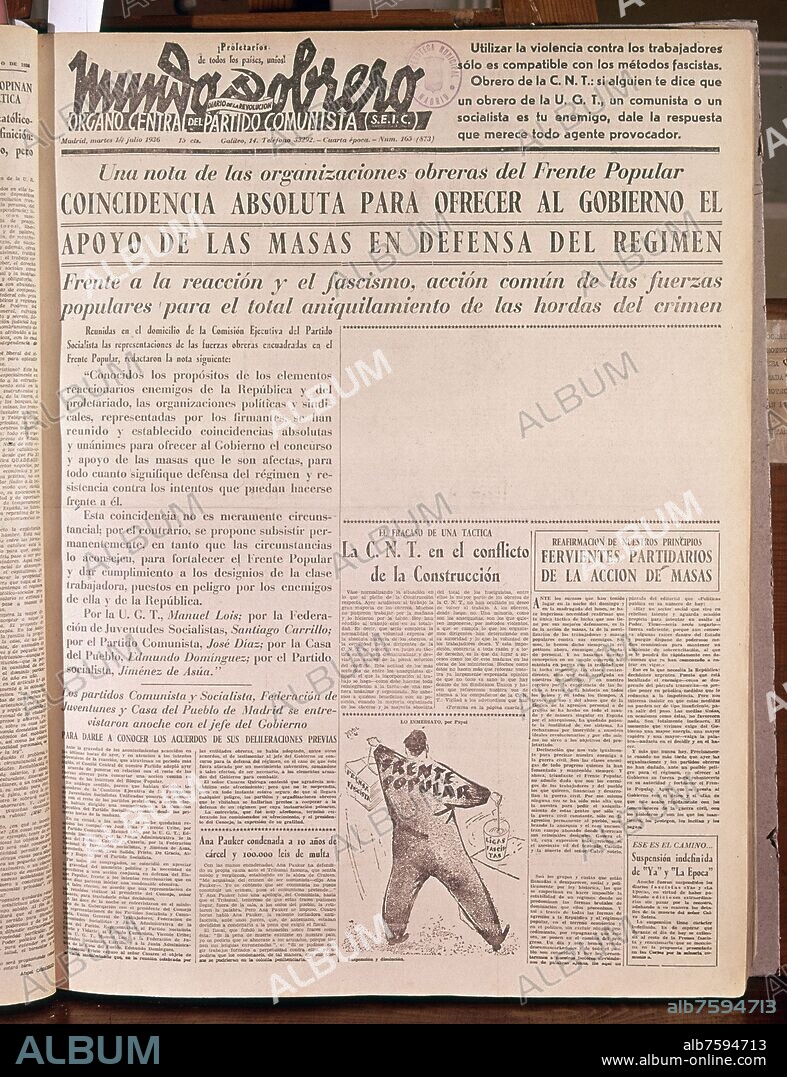 PERIODICO MUNDO OBRERO - 1936.