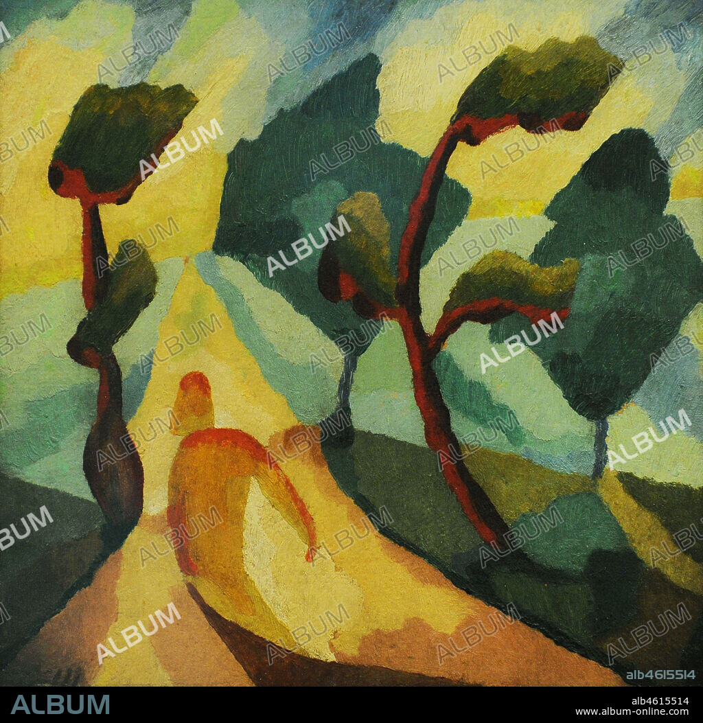 XUL SOLAR (1887-1963). ARGENTINEAN ARTIST.. Xul Solar (Oscar Agustín Alejandro Schulz Solari) (1887-1963). Argentinean artist. La sombra del caminante (The Walker's Shadow), ca. 1917. Oil on paperboard, 22 x 22 cm. Reina Sofía National Art Center Museum. Madrid. Spain. (On loan, Telefónica Collection).