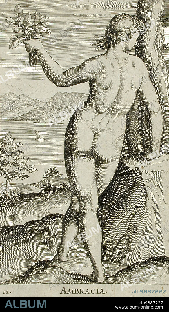 PHILIP GALLE. Ambracia, 1587. From Nymphs, pl. 12.