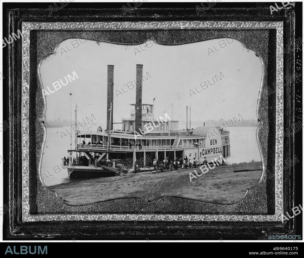 Ben Campbell, steamship at landing, between 1852 and 1860.