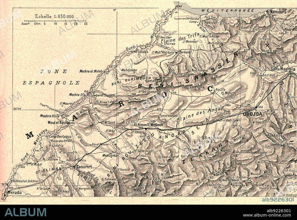 ''La plaine d'Oudjda; Afrique du nord', 1914. From "Grande Geographie Bong Illustree", 1914.