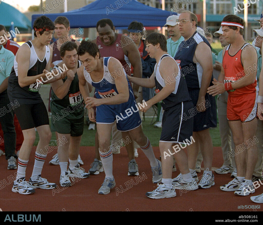 BILL CHOTT, EDWARD BARBANELL, GEOFFREY AREND, JED REES, JOHN TAYLOR, JOHNNY KNOXVILLE and LEONARD EARL HOWZE in THE RINGER, 2005, directed by BARRY W. BLAUSTEIN. Copyright CONUNDRUM ENTERTAINMENT / NEWCOMB, DEANA.