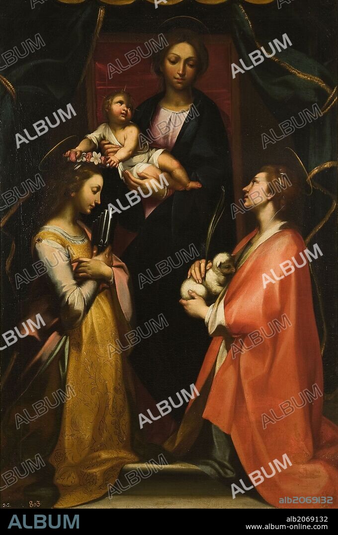 Francesco Vanni / 'The Virgin with Child and Saints Cecilia and Agnes', Late 16th century - Early 17th century, Italian School, Canvas, 135 cm x 90 cm, P00019.
