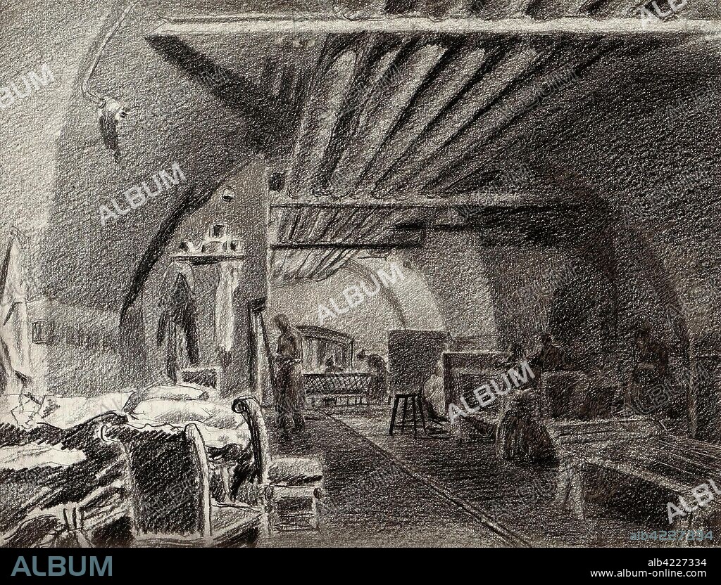 ALEXANDER NIKOLSKY. 'The Third Air Raid Shelter'. USSR, 1941. Dimensions: 26,2x35 cm.