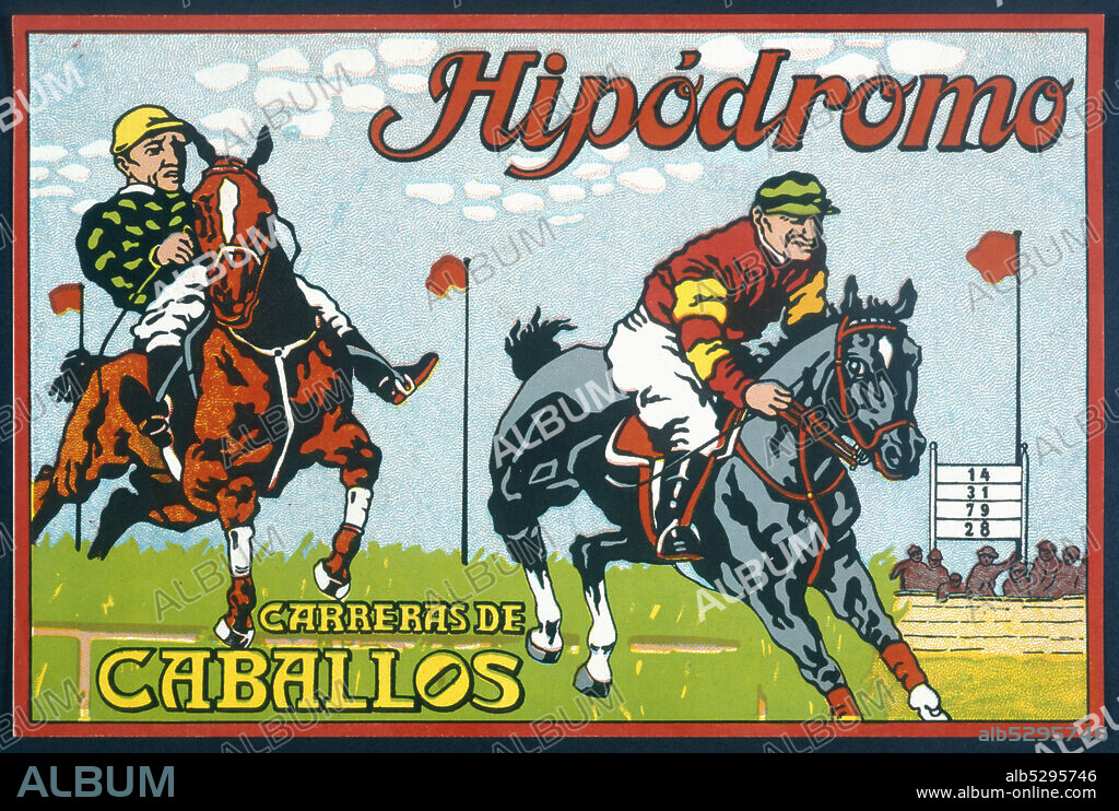 Juguetes de cartón y madera. Caja del juego Hipódromo, fabricado por Juguetes Borrás, de Mataró. Año 1925.