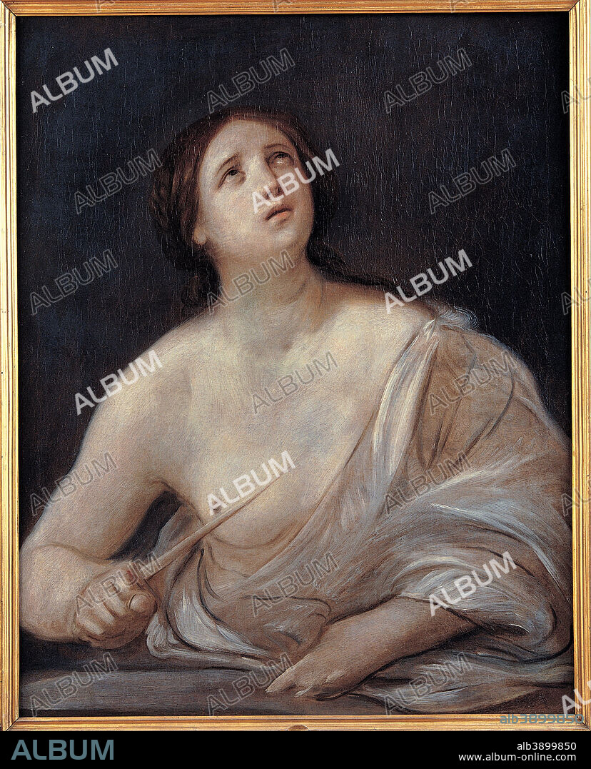 GUIDO RENI. Lucretia. Date/Period: 1640 - 1642. Painting. Oil on canvas. Height: 910 mm (35.82 in); Width: 730 mm (28.74 in).