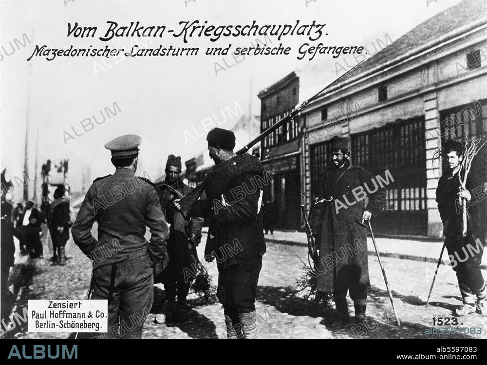 1. Weltkrieg / Herbstschlacht in Mazedonien August 1916 bis Anfang Januar. 1917. "Vom Balkan-Kriegsschauplatz. Mazedonischer Landsturm und serbische Gefangene". Foto.