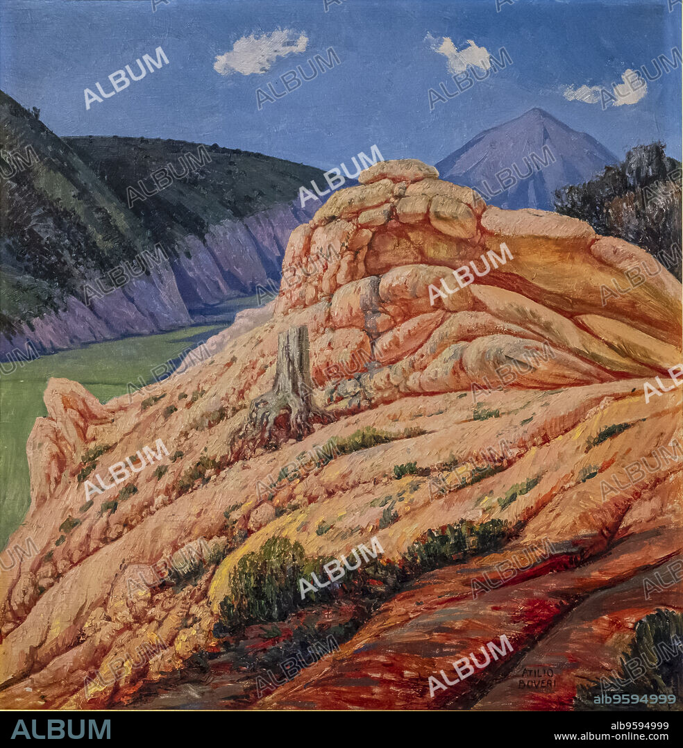 the golden hillock, Atilio Boveri, 1940 ,oil on panel, pollensa museum, Majorca, Balearic Islands, Spain.