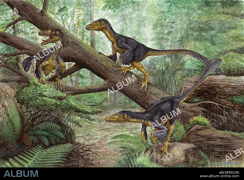A group of Balaur bondoc in a prehistoric environment.