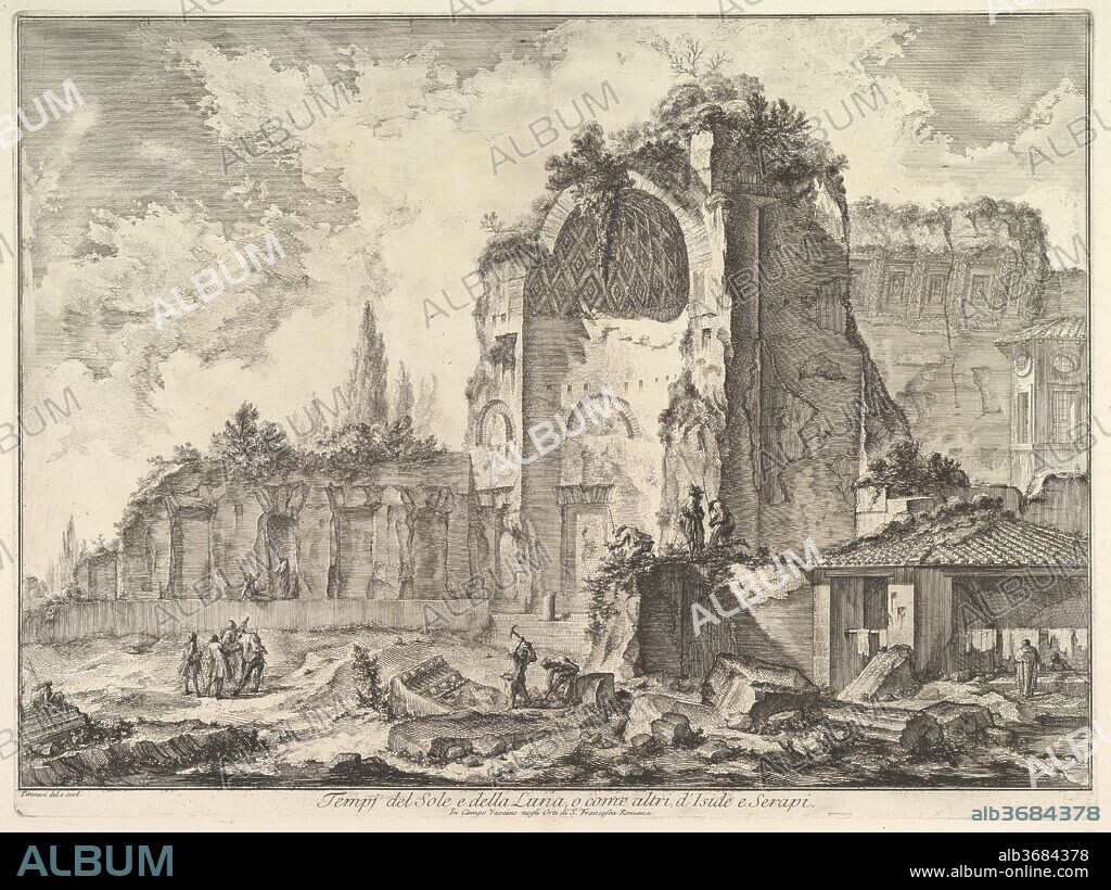 The Temple of Venus and Roma (erroneously called Temple of Sol and Luna) (Veduta degli avanzi di due triclini che appartenevano alla Casa aurea di Nerone). Artist: Giovanni Battista Piranesi (Italian, Mogliano Veneto 1720-1778 Rome). Series/Portfolio: Vedute di Roma (Views of Rome). Date: ca. 1759.