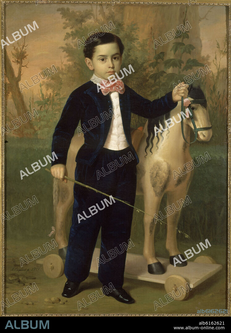 ANTONIO MARIA ESQUIVEL. RETRATO DE CARLOS POMAR MARGRAND - 1851 - OLEO/LIENZO - 125x92 cm - ROMANTICISMO ESPAÑOL.