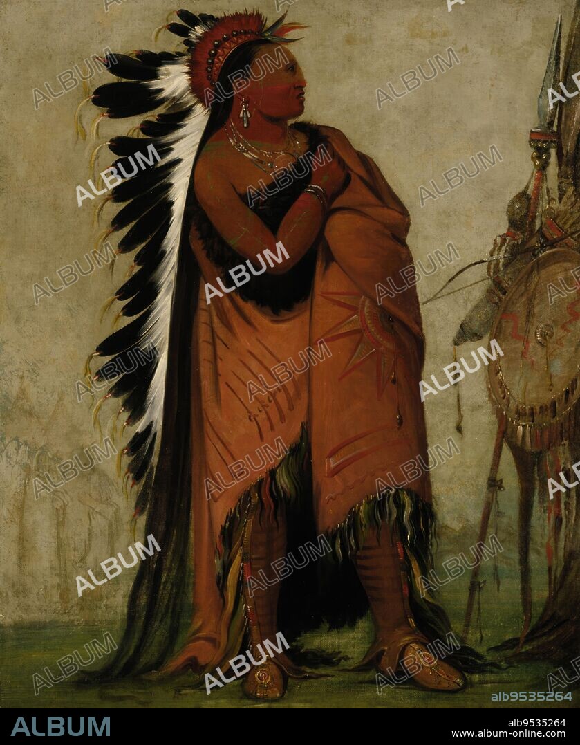 GEORGE CATLIN. Eé-hee-a-duck-cée-a, He Who Ties His Hair Before. oil on canvas. Date: 1832.