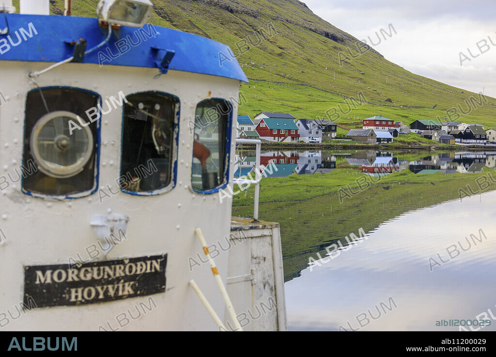 Fishing boat, Hvannasund, Vidoy Island, Faroe Islands, Denmark, Europe.