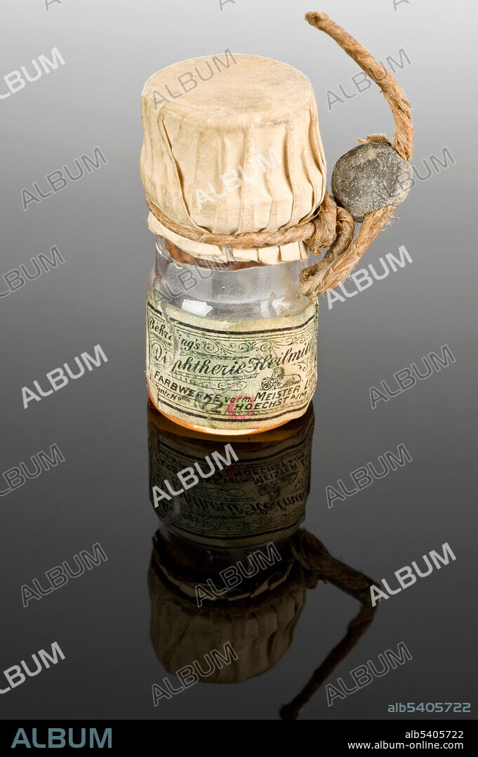 Bottle of diphtheria antitoxin developed by Emil Adolf Behring (1854-1917) in 1891. He refined this treatment again in 1913. This bottle of Behring’s diphtheria remedy was taken from a German battleship during the WWI, the first major conflict where more troops died from their wounds rather than disease. Emil Adolf von Behring (March 15, 1854 - March 31, 1917) was a German immunologist and physiologist.