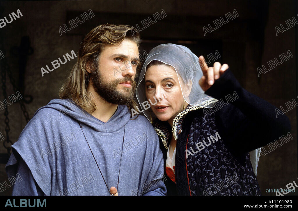 KING OF THE LAST DAYS / TV film in two parts D / Czech Republic 1992 / Tom Toelle The story takes place in the late Middle Ages: Jan Bockelson, a former innkeeper and actor, is proclaimed 'King of Münster' as the leader of the Anabaptists. Image: Jan Bockelson (CHRISTOPH WALTZ) and Divara (CHARO LOPEZ) / Headline: KING OF THE LAST DAYS / D / Czech Republic 1992.