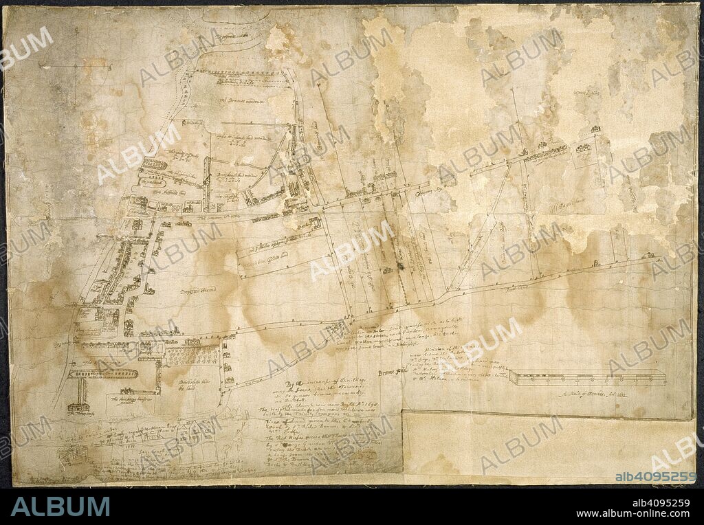 Map of Deptford. Evelyn Papers, Vol. CCCCLXII. England; 1623, after 1698. [Whole map] Map of Deptford, co. Kent; with the later additions and annotations in the hand of John Evelyn, including his sketch of Sayes Court  Image taken from Evelyn Papers, Vol. CCCCLXII  Originally published/produced in England; 1623, after 1698. . Source: Add. 78629 A,. Language: English.