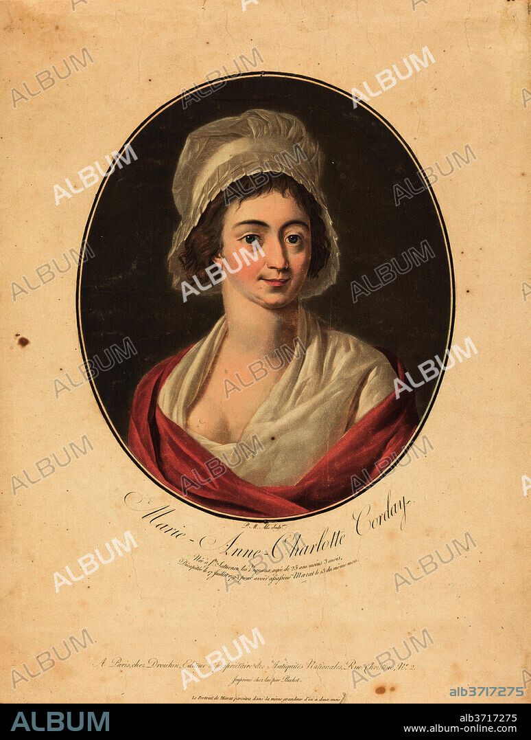 PIERRE-MICHEL ALIX AFTER JEAN-FRANçOIS GARNEREY. Charlotte Corday. Medium: color aquatint.