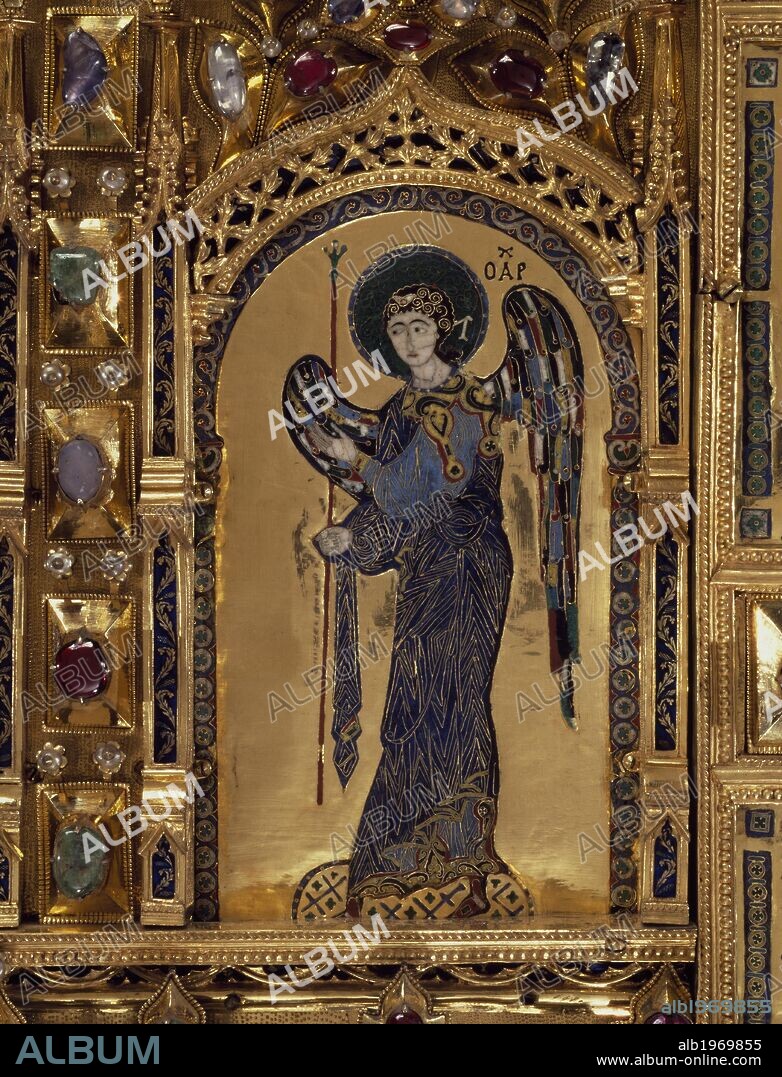 Pala D'Oro (Golden Pall) altarpiece, St Mark's Basilica, Venice. Goldsmith art, Italy, 12th-14th century. Detail.