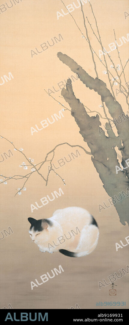 HISHIDA SHUNSO. Cat and Plum Blossoms.