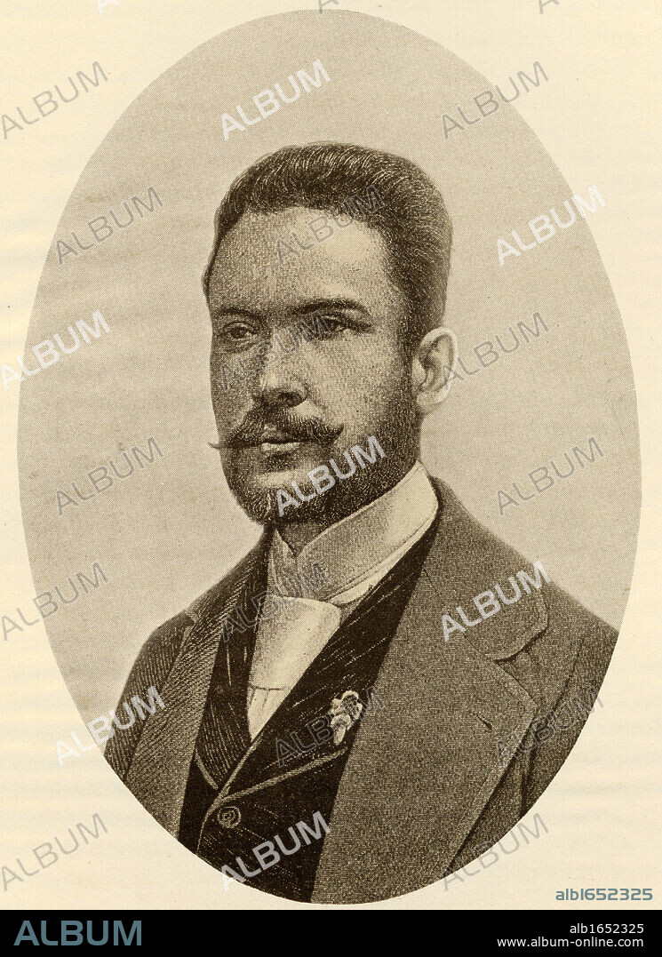 Ruben Dario, pseudonym of Felix Ruben Garcia-Sarmento 1867 - 1916. Nicaraguan poet journalist and diplomat. From the book "The Masterpiece Library of Short Stories, Spanish and Portugeuse, Volume 18".