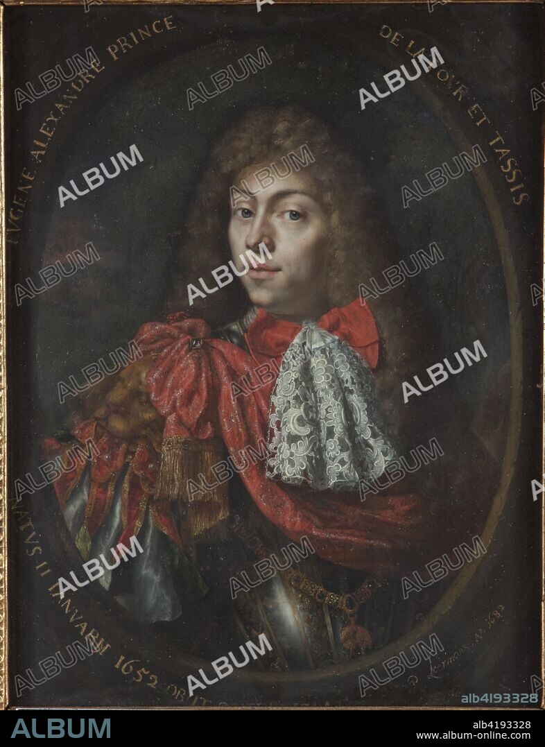 Prince Eugene Alexander of Thurn and Taxis (1652-1714), 1682. The modern-day term taxi comes from the name of one of the richest families in Europe, the Thurn and Taxis.  This family made a fortune organizing the transport of mail in the Holy Roman Empire.  Eugene Alexander elevated the family?s status enormously.  He became Prince of the Empire, married into a German ruling family, and was awarded the Order of the Golden Fleece, which he wears here.