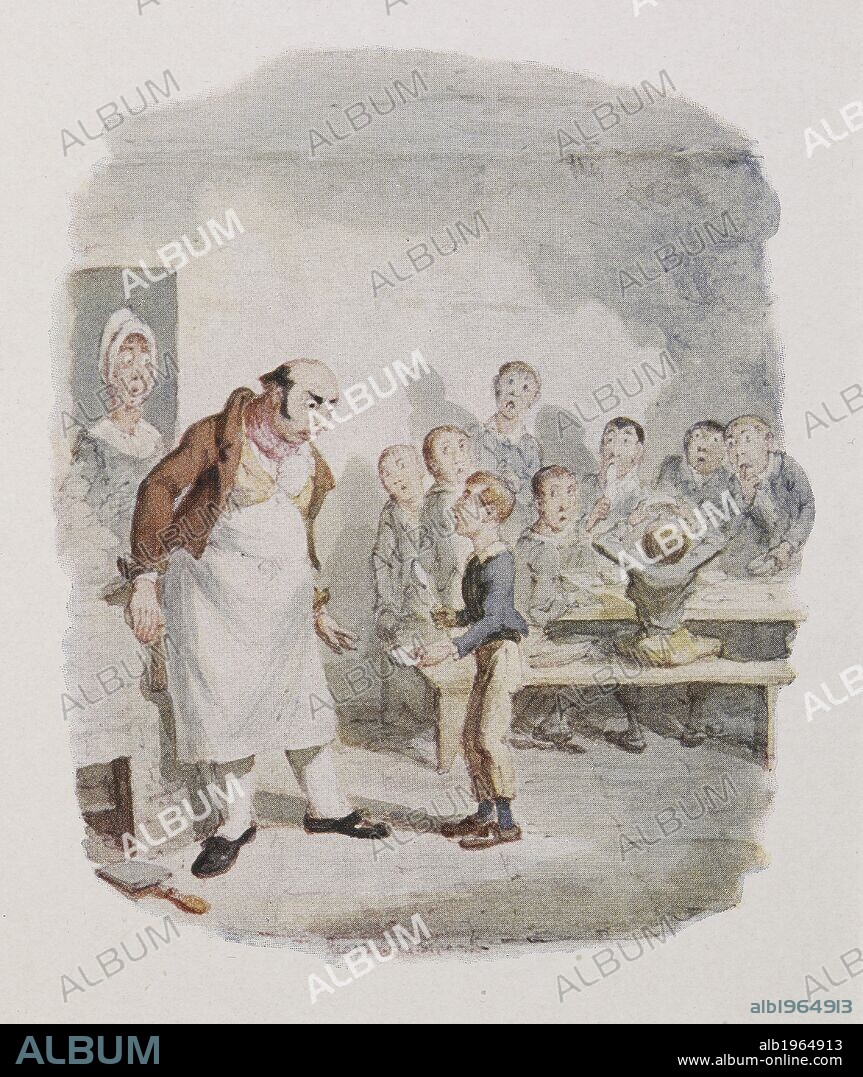 Oliver asking for more. Oliver Twist. London,. Colour illustration to 'Oliver Twist', by Charles Dickens. . Source: K.T.C.105.b.6 page 4. Language: English.