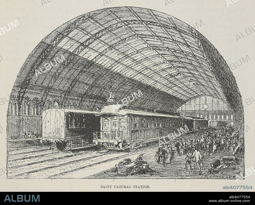 PAUL VILLARS. Saint Pancras Station.'  St. Pancras Railway station of the Midland Railway, London. London and its Environs. A picturesque survey of the metropolis and the suburbs ... Translated by Henry Frith. With ... illustrations. London : G. Routledge and Sons, 1888, [1887]. Source: 10349.i.10, page 173.