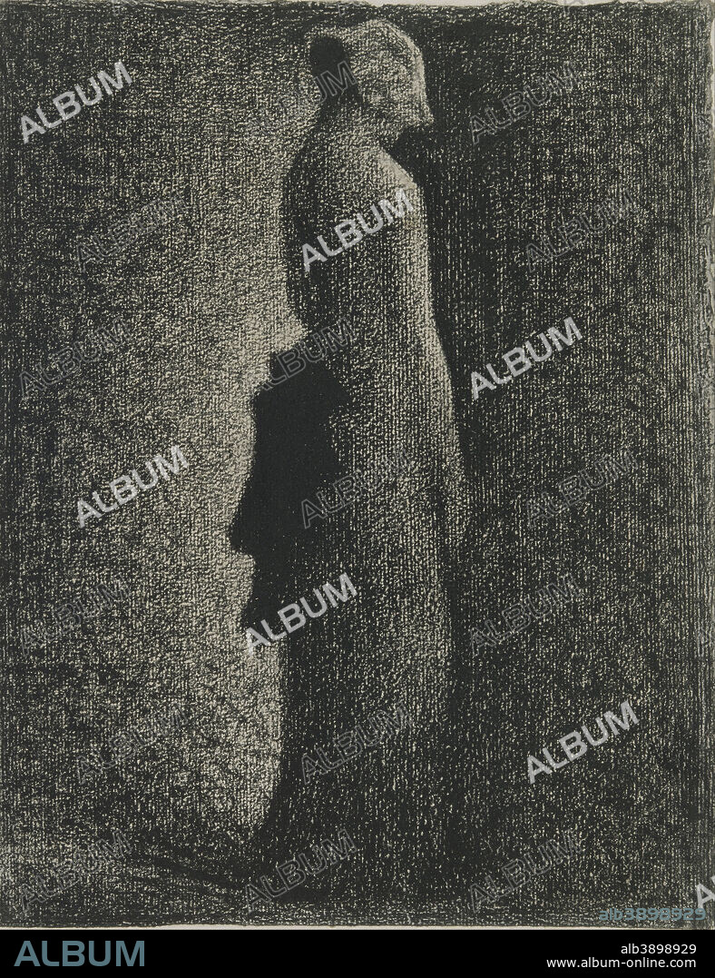 GEORGES SEURAT. Le Noeud noir The Black Bow. Date/Period: Ca. 1882. Drawing. Conté crayon. Height: 310 mm (12.20 in); Width: 250 mm (9.84 in).