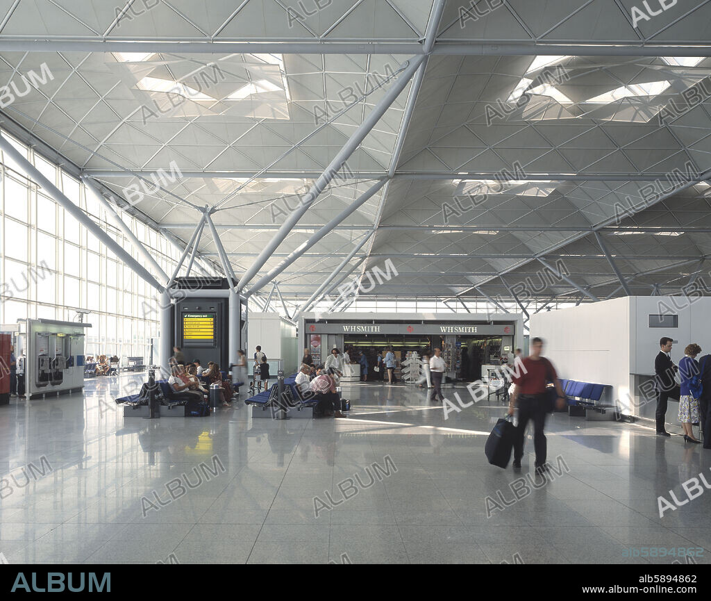 LONDON STANSTED AIRPORT (1991) Interior landscape frontal view towards WHSmith.