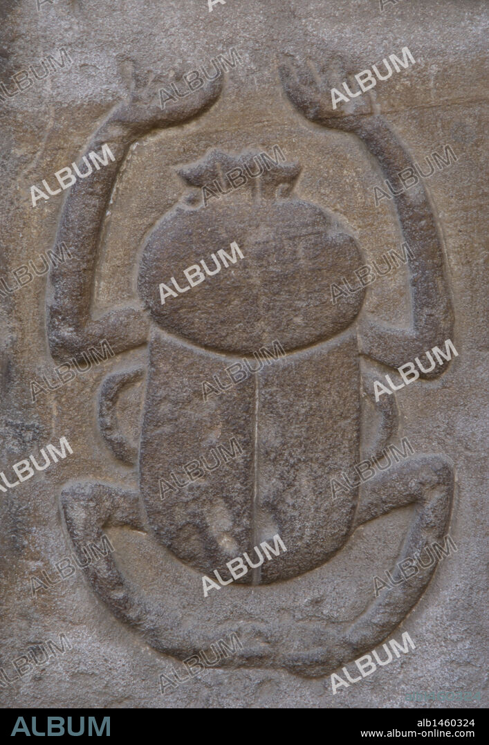 Egypt. Edfu. Temple of Horus. Relief with hieroglyphic representation of a beetle. Lagide or Ptolemaic Dynasty.