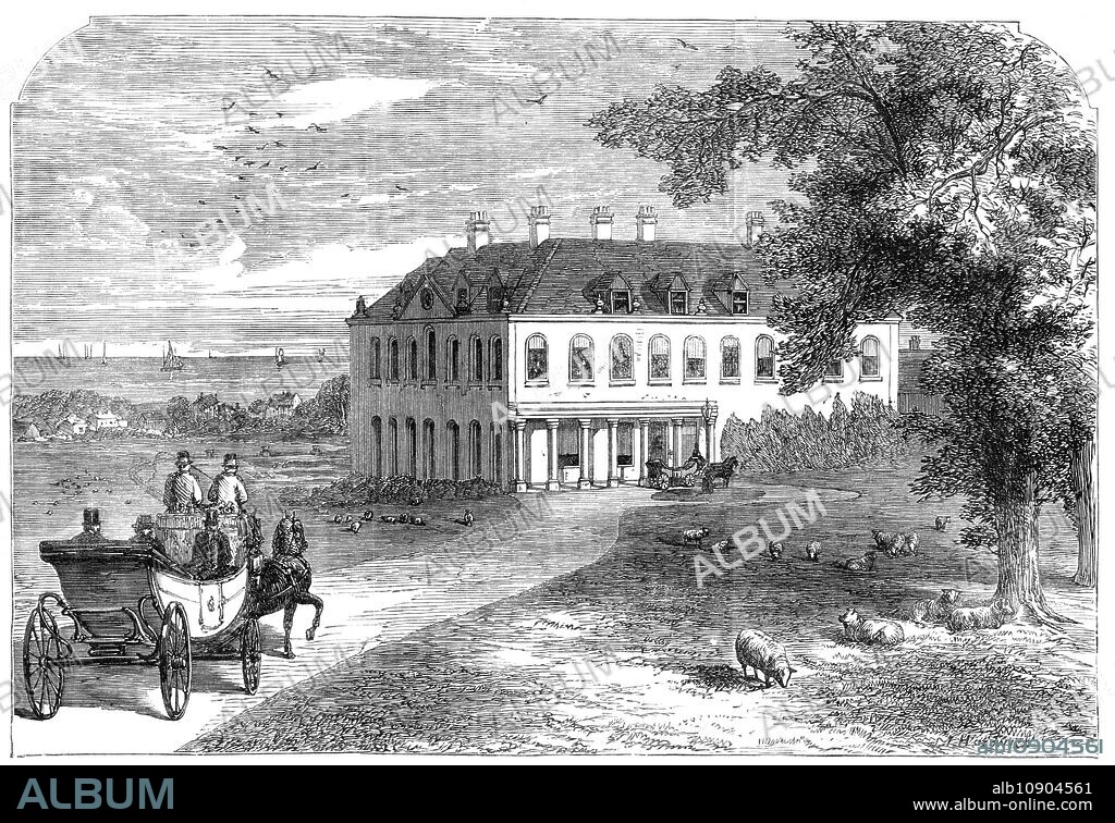 JOHN JESSOP HARDWICK. Brook House, Isle of Wight, the residence of Mr. Seely, M.P., visited by Garibaldi, 1864. '...a view of Brook House, near Freshwater, towards the western end of the island - a pleasant mansion in a sheltered site, with much wild and picturesque coast scenery around it. The lord of the manor is Mr. Seely, M.P. for Lincoln, who has done himself the honour of having Garibaldi for a guest during the whole week, from Monday, the 4th inst. until Monday last. In the time of Henry VII. the lady of the manor, Dame Joanna Bowerman, entertained that King in her house, where Mr. Seely's house now stands'. From "Illustrated London News", 1864.
