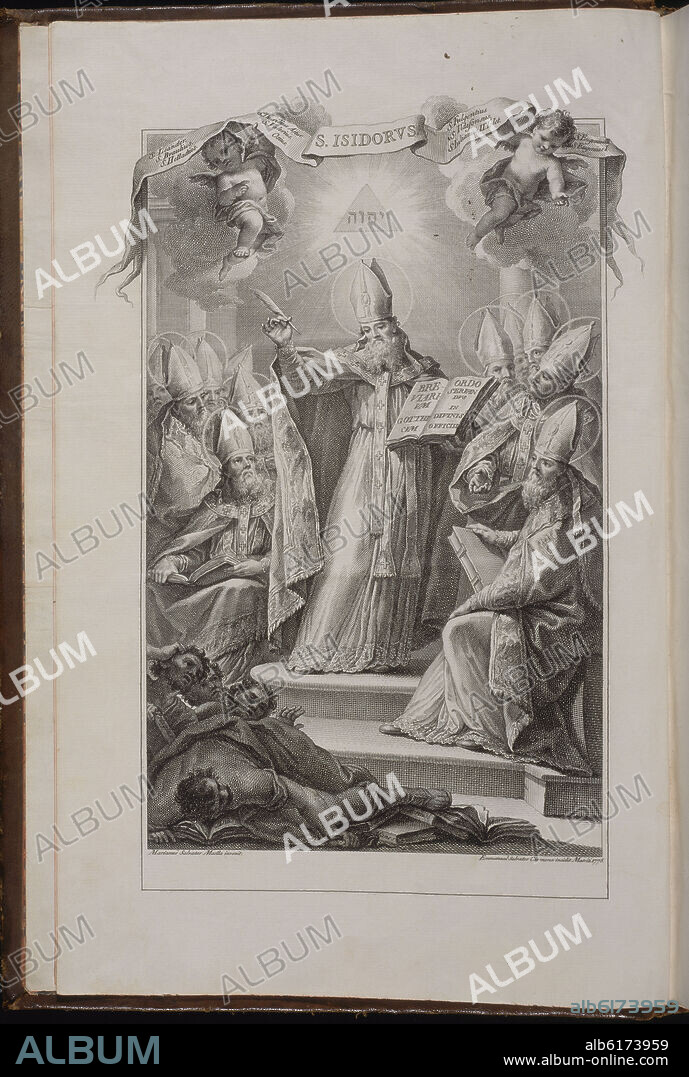 LORENZANA FRANCISCI ANTONII. BREVIARIUM GOTHICUM SECUNDUM REGULAM BEATISSIMI ISIDORI - GRABADO DE SAN ISIDORO - 1775.