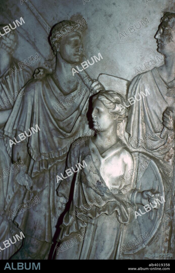 Roman relief of a Lictor carrying the Fasces in a procession.