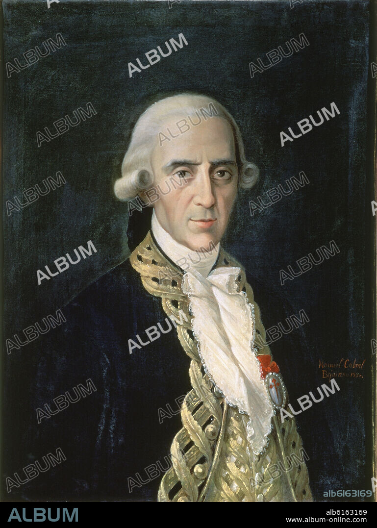 MANUEL CABRAL AGUADO-BEJARANO. RETRATO DE ANTONIO DE ULLOA Y DE LA TORRE GIRAL (1716/1795)  NATURALISTA, MILITAR Y ESCRITOR ESPAÑOL - 1886.