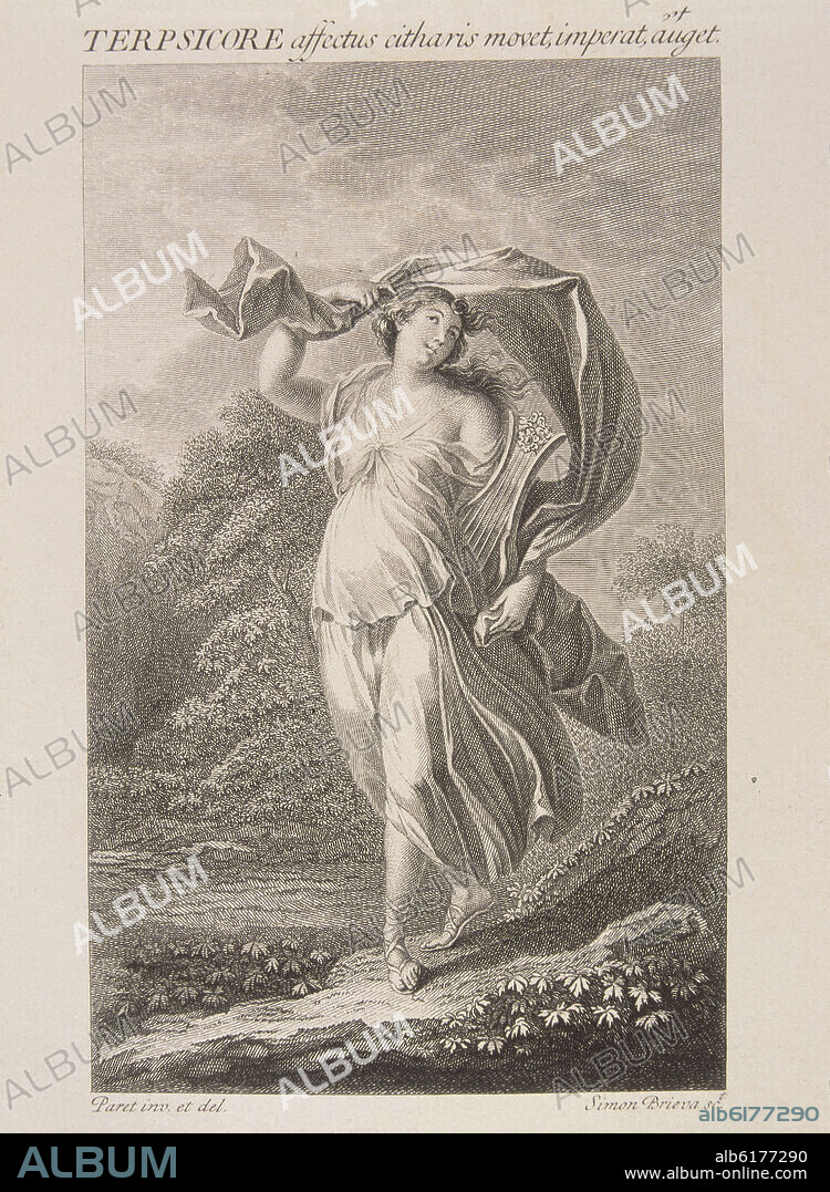 LUIS PARET Y ALCAZAR (1746-1799). TERPSICORE MUSA DE LA DANZA - GRABADO REALIZADO POR SIMON BRIEVA - S XIX.