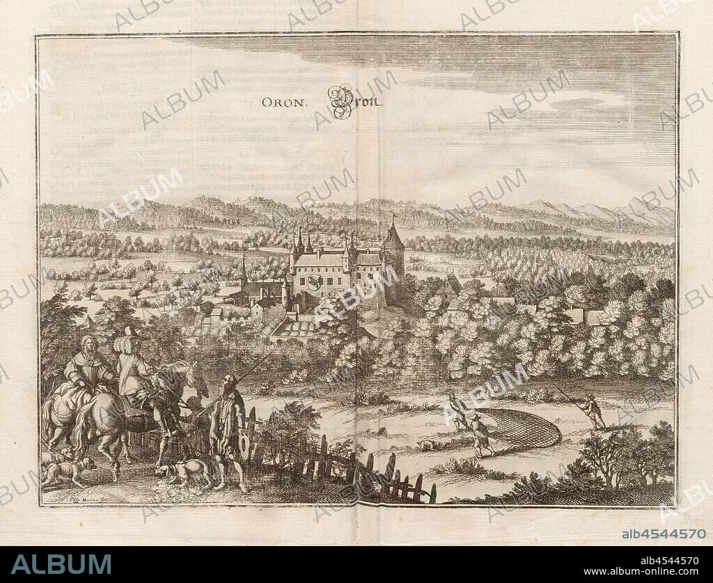 Oron, Château d'Oron near Oron-le-Châtel in the canton of Vaud, signed: Casp., Merian fec, Fig. 13, p. 26, Merian, Caspar (fecit), Matthaeus Merian der Ältere: Topographia Helvetiae, Rhaetiae, et Valesiae: das ist, Beschreibung und eygentliche Abbildung der vornehmsten Stätte und Plätze in der hochlöblichen Eydgnossschafft, Graubündten, Wallis, und etlicher zugewandten Orthen. Franckfurt am Mayn: zum Truck verlegt von denen Merianischen Erben, im Jahr M DC LIV. [1654].