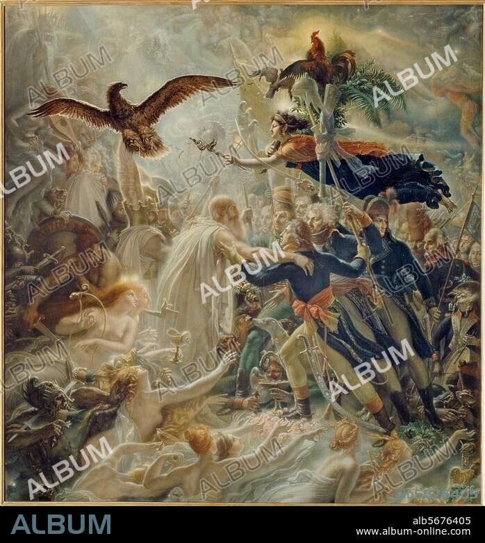 ANNE LOUIS GIRODET-TRIOSON. Girodet de Roucy-Trioson, Anne-Louis 1767-1824. "L'Apothéose des Héros français morts pour la patrie pendant la guerre de la Liberté", 1801. Huile sur toile, H. 1,92 ; L. 1,82. Rueil-Malmaison, Musée du Château.
