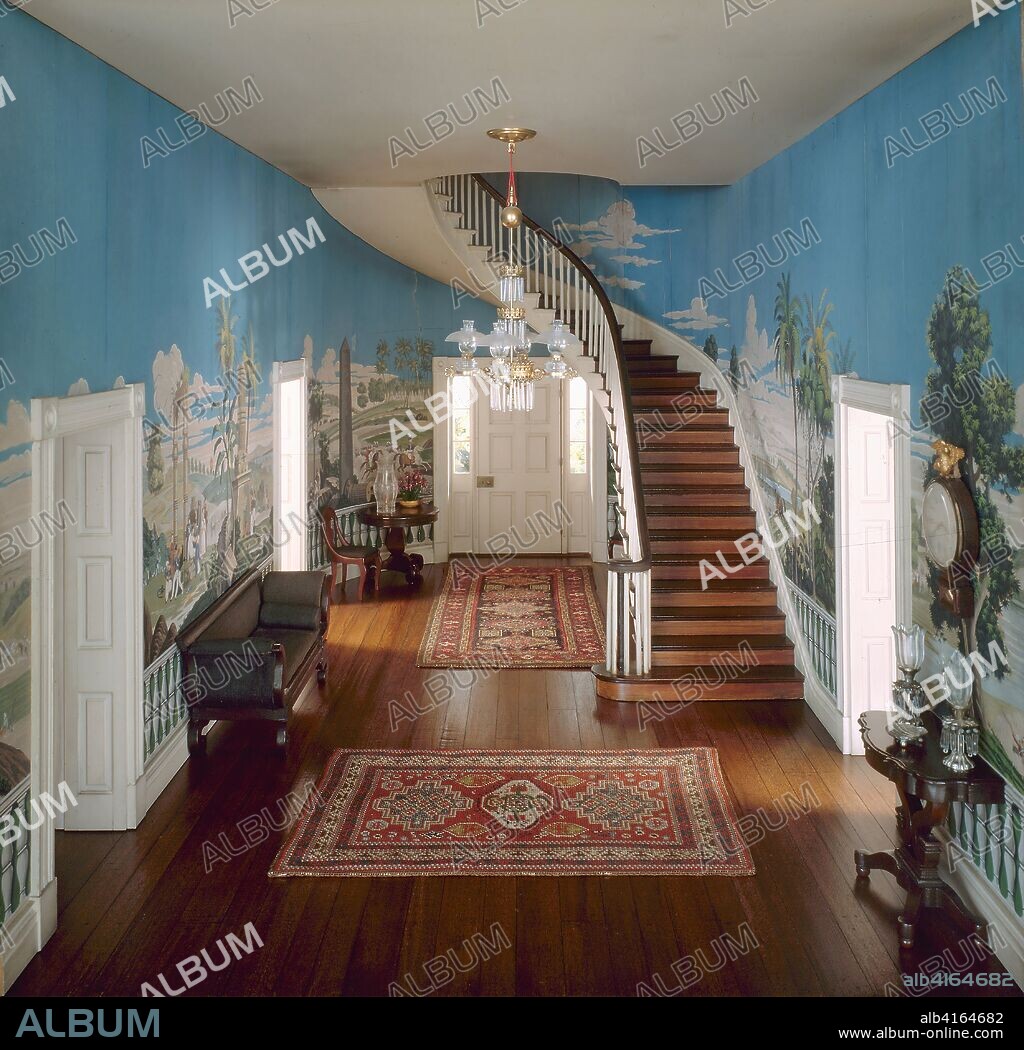 Dollhouse, Tennessee Entrance Hall, 1835, Interior: 14 1/8 × 14 1/2 × 30 1/4 in. (35.9 × 36.8 × 76.8 cm.